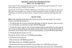 Nghị quyết 50/2005/NQ-HĐND7 điều chỉnh chính sách chế độ của cán bộ viên chức