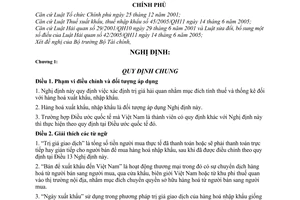 Nghị định 155/2005/NĐ-CP xác định trị giá hải quan đối với hàng hoá xuất nhập khẩu