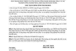 Quyết định 3897/QĐ-UBND 2005 phát triển ứng dụng công nghệ sinh học công nghiệp hoá hiện đại hoá Thanh Hóa