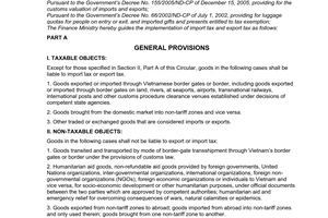 Circular no. 113/2005/TT-BTC of December 15, 2005 guiding the implementation of the import tax and export tax law