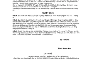 Quyết định 80/2005/QĐ-BVHTT Quy chế thi đua - khen thưởng Ngành Văn hóa - Thông tin