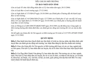 Quyết định 4316/2005/QĐ-UBND trình tự thẩm định Báo cáo đánh giá tác động môi trường Bến Tre