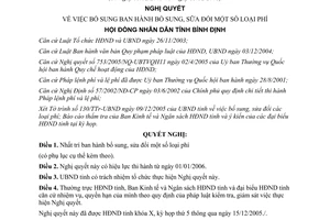 Nghị quyết 55/2005/NQ-HĐND sửa đổi phí Bình Định