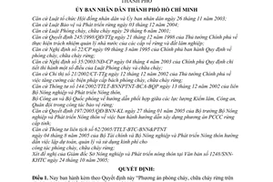 Quyết định 213/2005/QĐ-UBND Phương án phòng chữa cháy rừng địa bàn thành phố