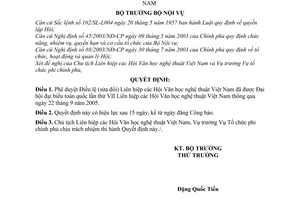 Quyết định 134/2005/QĐ-BNV Điều lệ sửa đổi Liên hiệp Hội Văn học nghệ thuật Việt Nam