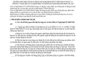Thông tư 05/2005/TT-BKH hướng dẫn quy định Nghị định 87/2005/NĐ-CP đăng ký kinh doanh hợp tác xã