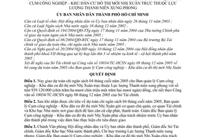 Quyết định 214/2005/QĐ-UBND giao dự toán chi ngân sách 04 tháng cuối năm 2005 Ban quản lý Cụm CN Khu dân cư đô thị mới Nhị Xuân thuộc LLTNXP