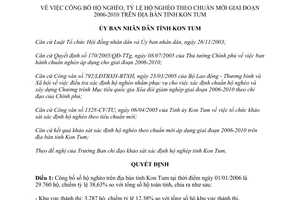 Quyết định 1559/QĐ-UBND năm 2005 công bố hộ nghèo tỷ lệ hộ nghèo theo chuẩn mới