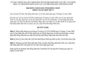 Nghị quyết 40/2005/NQ-HĐND.K7 2005 định mức chi tiêu tài chính Đồng Tháp