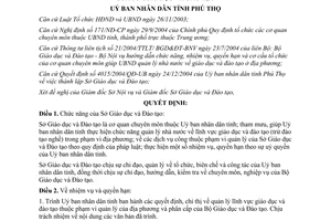 Quyết định 3447/2005/QĐ-UBND nhiệm vụ quyền hạn tổ chức bộ máy Sở Giáo dục Đào tạo Phú Thọ