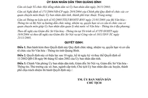 Quyết định 63/2005/QĐ-UBND chức năng nhiệm vụ quyền hạn cơ cấu tổ chức Sở Văn hóa Thông tin Quảng Bình