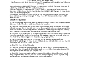 Hướng dẫn 8874/HD-SXD-CPXD thực hiện Quyết định 207/2005/QĐ-UBND công trình xây dựng