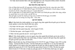 Quyết định 136/2005/QĐ-BNV tiêu chuẩn nghiệp vụ ngạch công chức ngành dự trữ quốc gia