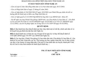 Quyết định 105/2005/QĐ.UBND chính sách dân số kế hoạch hoá gia đình Nghệ An