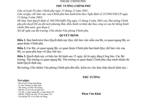 Quyết định 337/2005/QĐ-TTg Quy chế làm việc mẫu Bộ cơ quan ngang Bộ thuộc Chính phủ