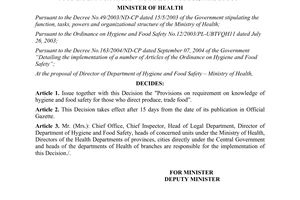 Decision No. 43/2005/QD-BYT issuing provisions on requirement on knowledge