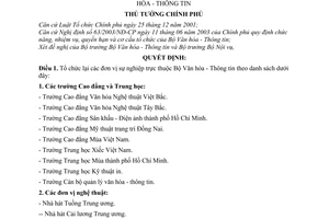 Quyết định 340/2005/QĐ-TTg sắp xếp, tổ chức lại đơn vị sự nghiệp thuộc Bộ Văn hóa - Thông tin