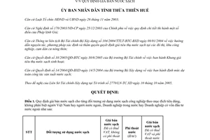 Quyết định 4284/QĐ-UBND năm 2005 giá bán nước sạch Thừa Thiên Huế