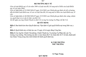 Quyết định 44/2005/QĐ-BYT giải quyết khiếu nại trong  y tế