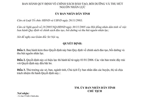Quyết định 159/2005/QĐ-UBND đào tạo bồi dưỡng và thu hút nguồn nhân lực