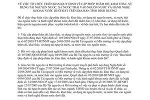 Chỉ thị 54/2005/CT.UBND cấp phép thăm dò khai thác sử dụng tài nguyên nước