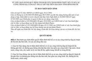 Quyết định 160/2005/QĐ-UBND thẩm quyền thẩm định thiết kế cơ sở