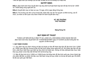 Quyết định 17/2005/QĐ-BTNMT  kỹ thuật thành lập bản đồ địa hình tỷ lệ 1:2000  1:5000 bằng công nghệ ảnh số