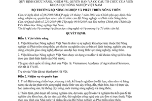 Quyết định 83/2005/QĐ-BNN chức năng, nhiệm vụ, quyền hạn cơ cấu tổ chức Viện Khoa học Nông nghiệp Việt Nam