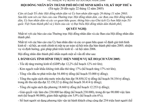 Nghị quyết 34/2005/NQ-HĐND nhiệm vụ kinh tế - xã hội năm 2006
