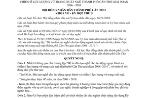 Nghị quyết 47/2005/NQ-HĐND đào tạo nghề lao động ngoại thành chiến sĩ xuất ngũ Cần Thơ 2006-2010