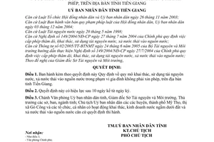 Quyết định 62/2005/QĐ-UBND quy mô khai thác, sử dụng tài nguyên nước