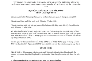 Nghị quyết 16/2005/NQ-HĐND dự toán thu chi phương án phân bổ ngân sách 2006 Đắk Nông