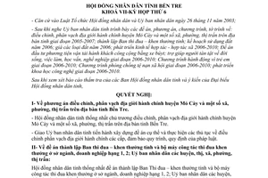 Nghị quyết 63/2005/NQ-HĐND đề án phương án chương trình tờ trình tỉnh Bến Tre