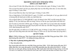 Nghị quyết 25/2005/NQ-HĐND quy hoạch phát triển điện lực Đăk Nông 2006-2010