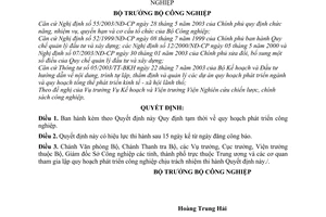 Quyết định 40/2005/QĐ-BCN  quy hoạch phát triển công nghiệp
