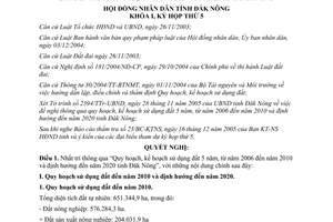 Nghị quyết 19/2005/NQ-HĐND quy hoạch kế hoạch sử dụng đất 5 năm 2006 2010 Đăk Nông