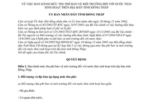 Quyết định 112/2005/QĐ-UBND mức thu phí bảo vệ môi trường