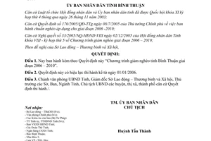 Quyết định 89/2005/QĐ-UBND Chương trình giảm nghèo Bình Thuận 2006 2010