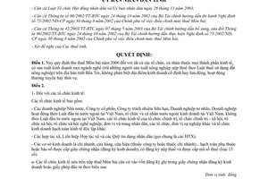 Quyết định 4424/2005/QĐ-UBND thu thuế Môn bài năm 2006 Bến Tre