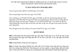 Quyết định 1436/QĐ-UBND  thời gian xử lý số dư dự toán