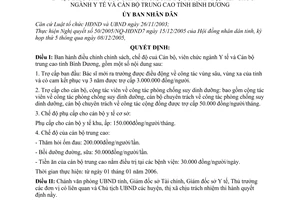 Quyết định 285/2005/QĐ-UBND điều chỉnh các chính sách, chế độ cán bộ, viên chức ngành y tế cán bộ trung cao tỉnh Bình Dương