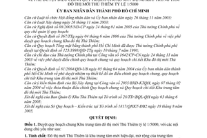 Quyết định 6565/QĐ-UBND điều chỉnh quy hoạch chung xây dựng khu Trung tâm đô thị mới Thủ Thiêm tỷ lệ 1/5000