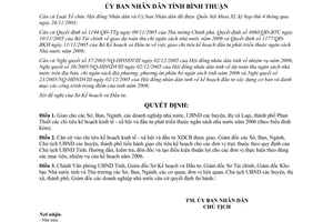 Quyết định 90/2005/QĐ-UBND chỉ tiêu kinh tế xã hội đầu tư phát triển vốn ngân sách Bình Thuận