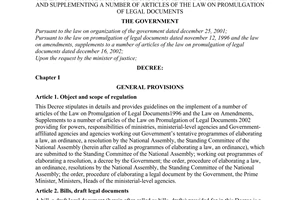 Decree No. 161/2005/ND-CP of December 27, 2005, detailing and guiding the implementation of a number of articles of the Law on Promulgation of Legal Documents and the Law Amending and Supplementing a number of Articles of the Law on Promulgation of Legal Documents