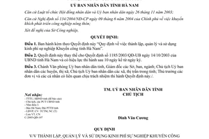Quyết định 1945/2005/QĐ-UBND thành lập quản lý sử dụng kinh phí sự nghiệp khuyến công Hà Nam