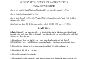 Quyết định 4499/2005/QĐ-UBND ủy quyền phân cấp cấp giấy phép xây dựng Bến Tre