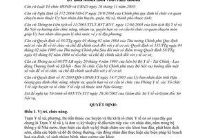 Quyết định 66/2005/QĐ-UBND chức năng nhiệm vụ tổ chức bộ máy trạm y tế cấp xã Hậu Giang