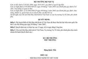 Quyết định 140/2005/QĐ-BNV Điều lệ Hội Địa chất Kinh tế Việt Nam
