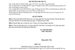 Quyết định 143/2005/QĐ-BNV  Điều lệ Hội Khoa học và Công nghệ Mỏ Việt Nam