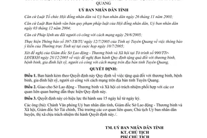 Quyết định 110/2005/QĐ-UBND về Quy định tặng quà đối với thương bệnh binh gia